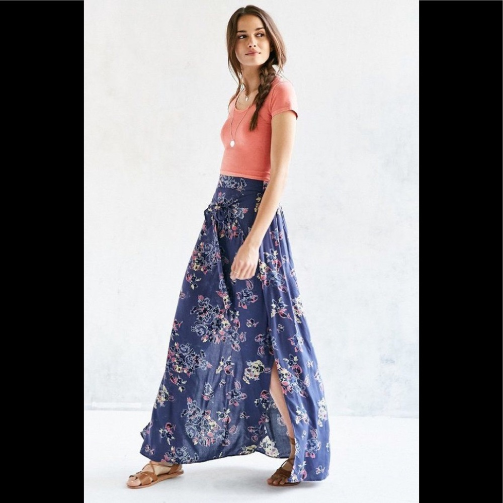 BOG Collective from UO, floral maxi wrap skirt, M